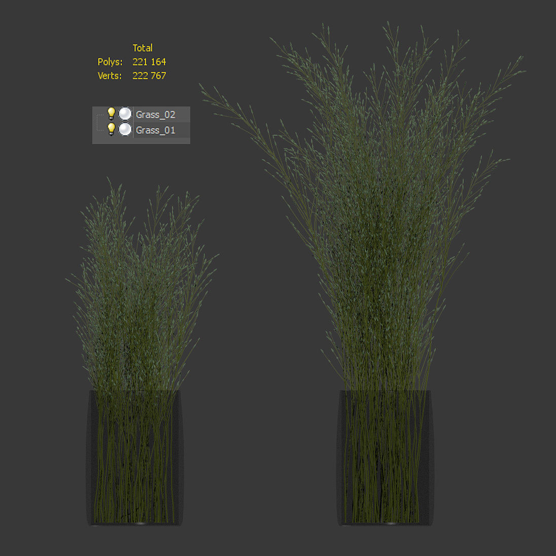 Grass in vases 3D model_3