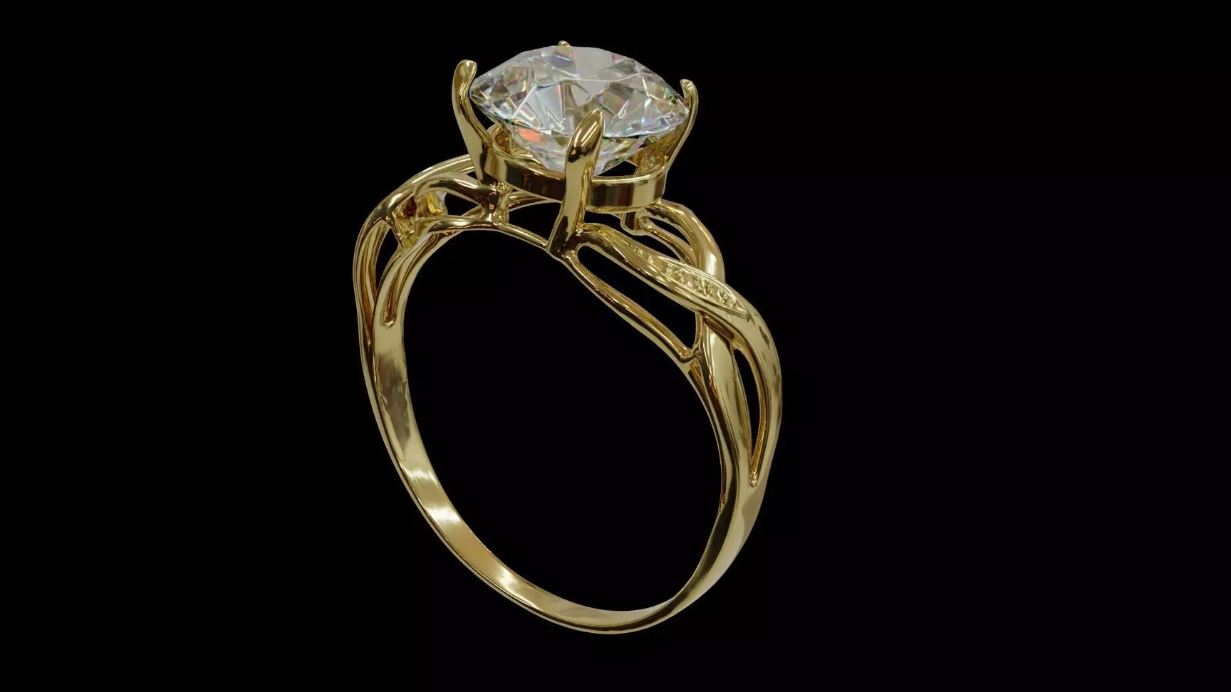 Diamond with Ring Low-poly 3D model