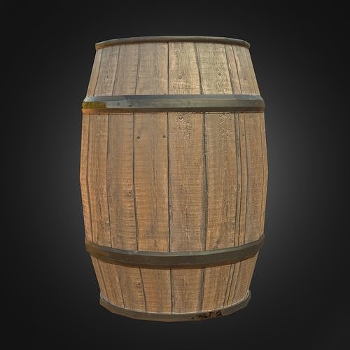Wooden Barrel Low-poly 3D model