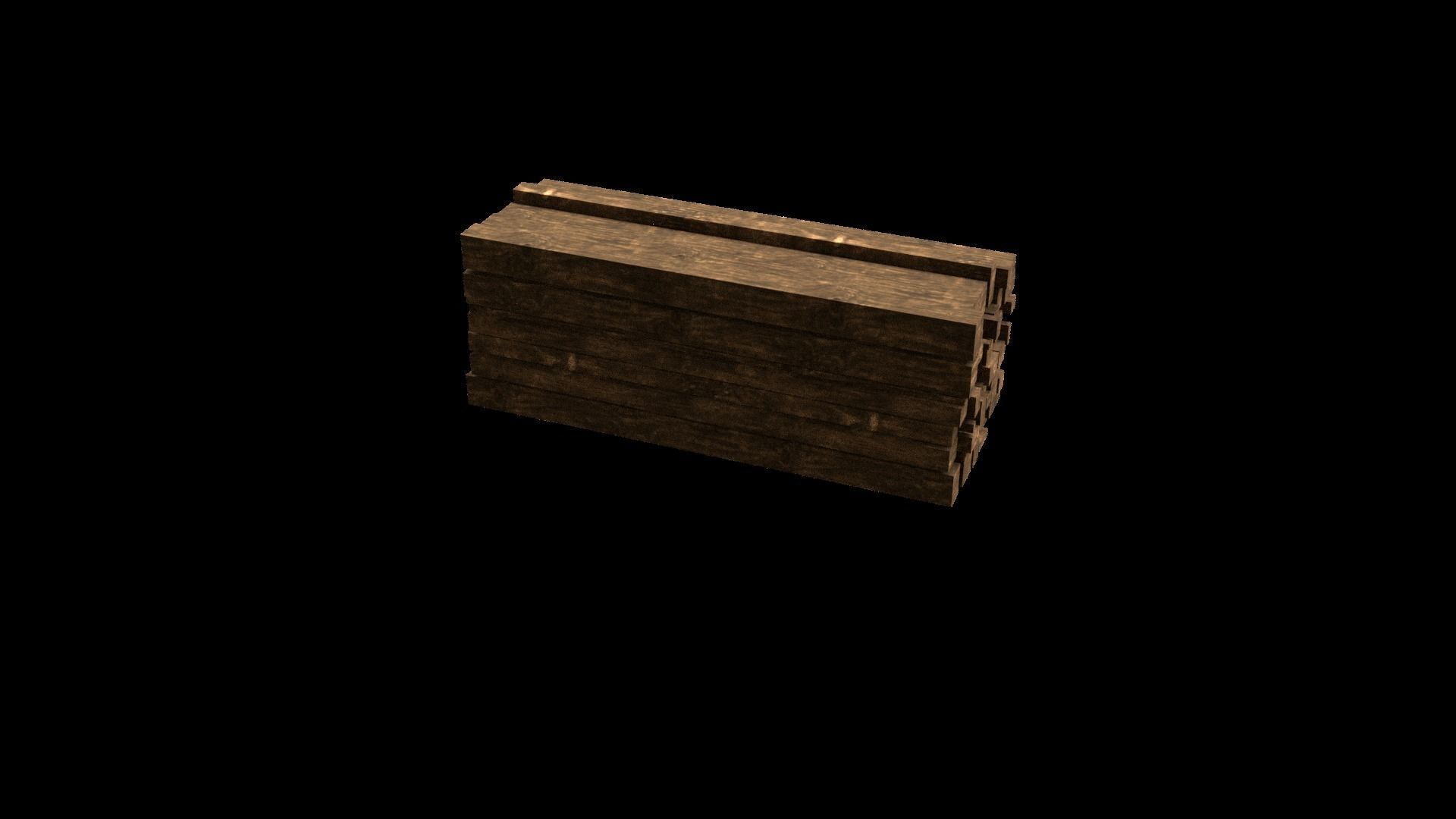 Wood stack Low-poly 3D model_4