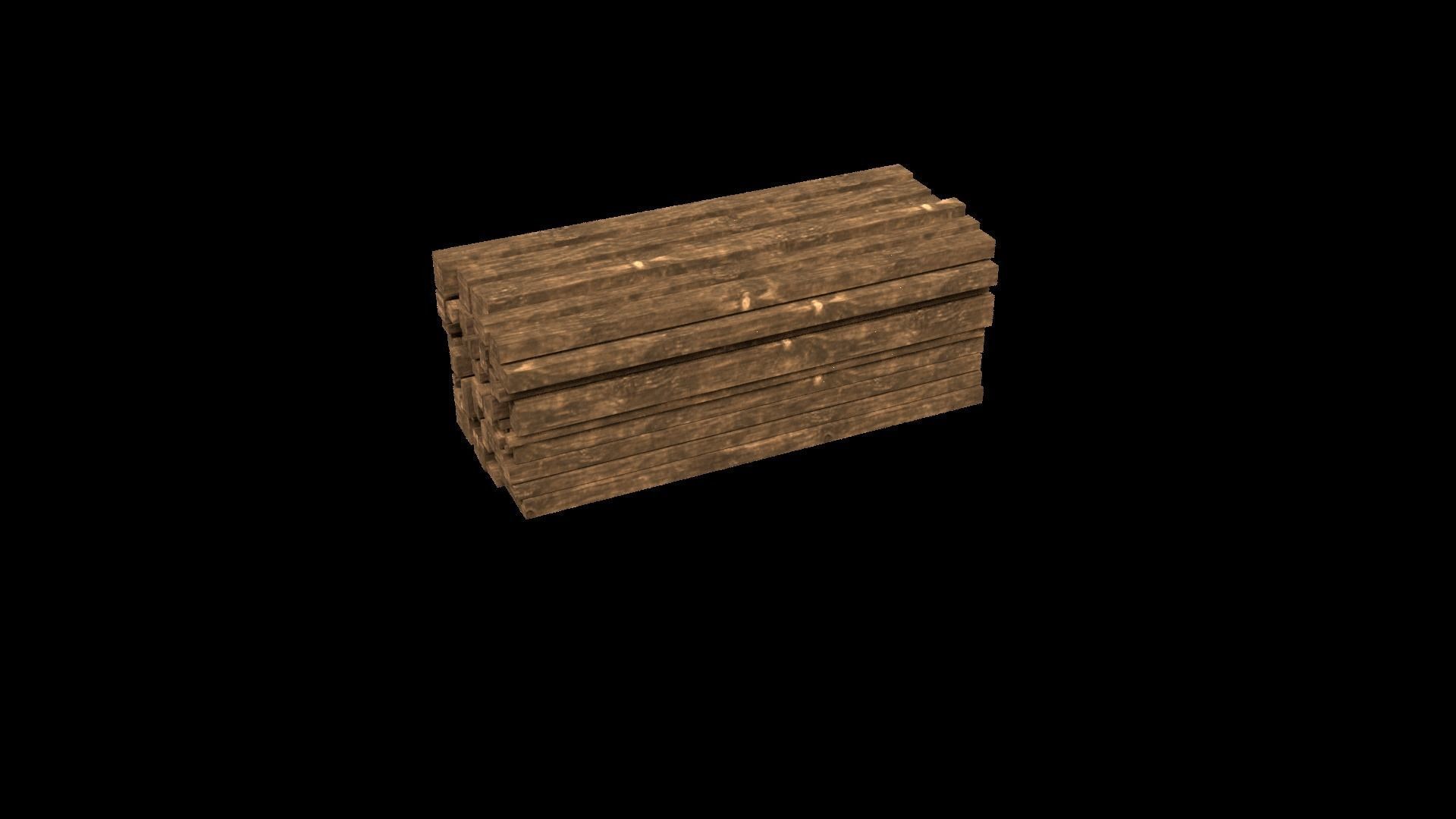 Wood stack Low-poly 3D model_6
