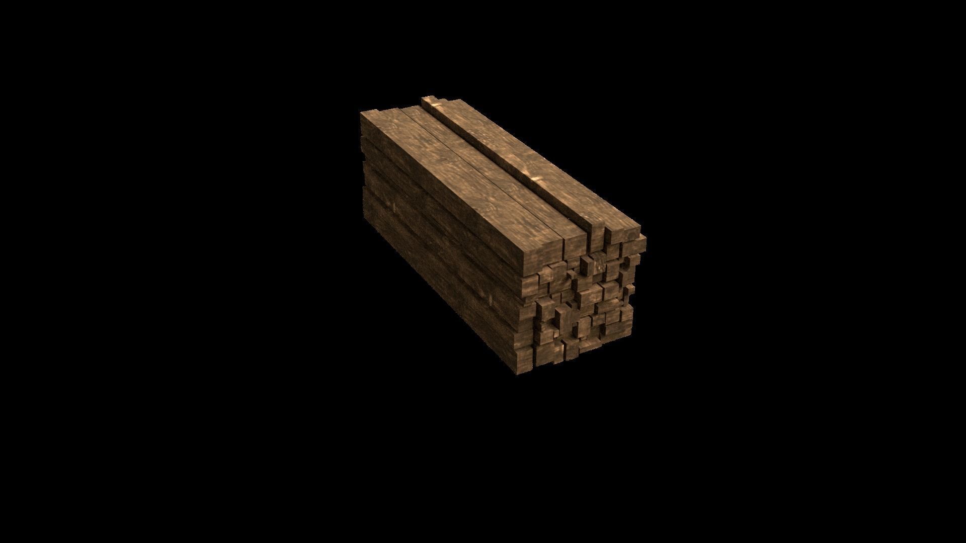 Wood stack Low-poly 3D model_2