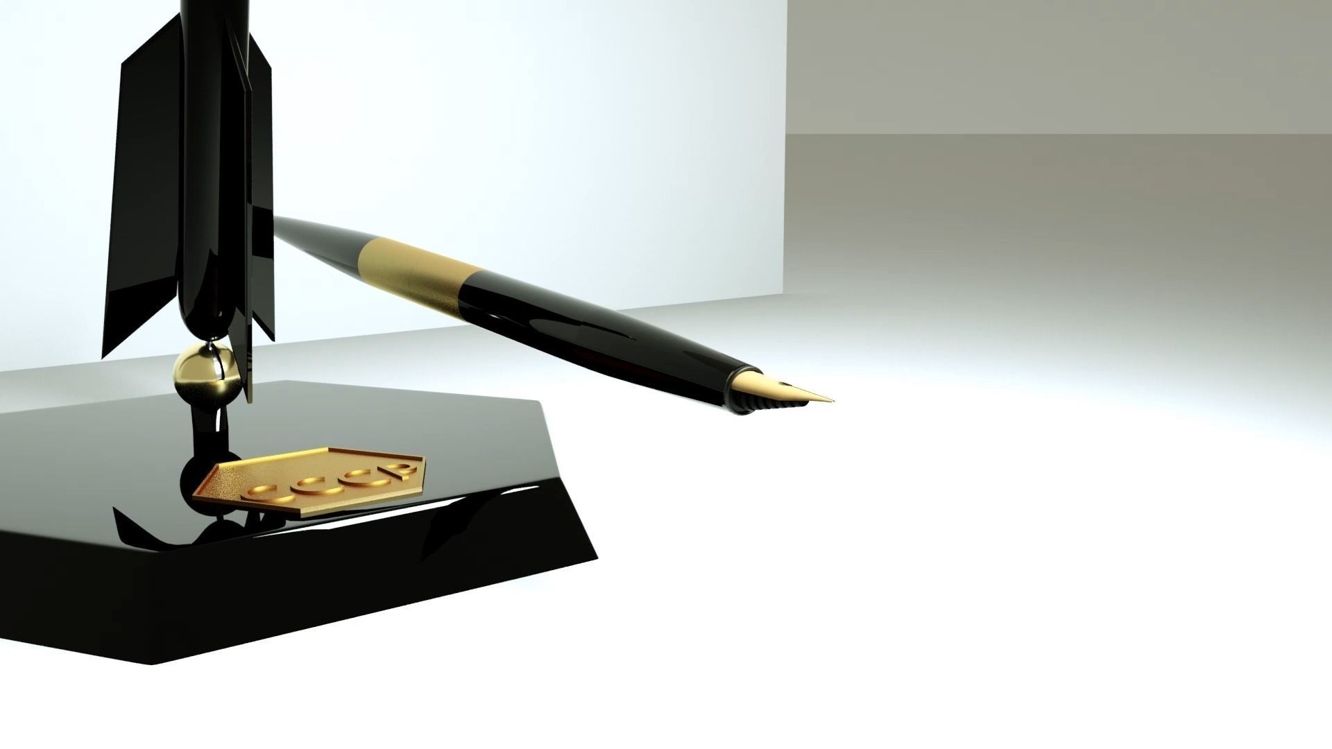 Fountain pen for the anniversary of cosmonautics 3D model_3