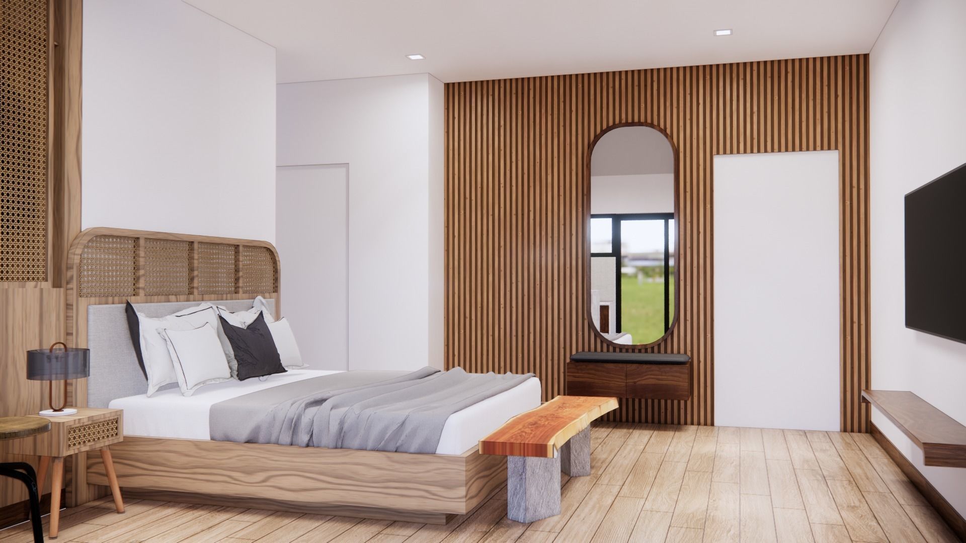 Simple Wood Apartment With Bathroom 3D model_2