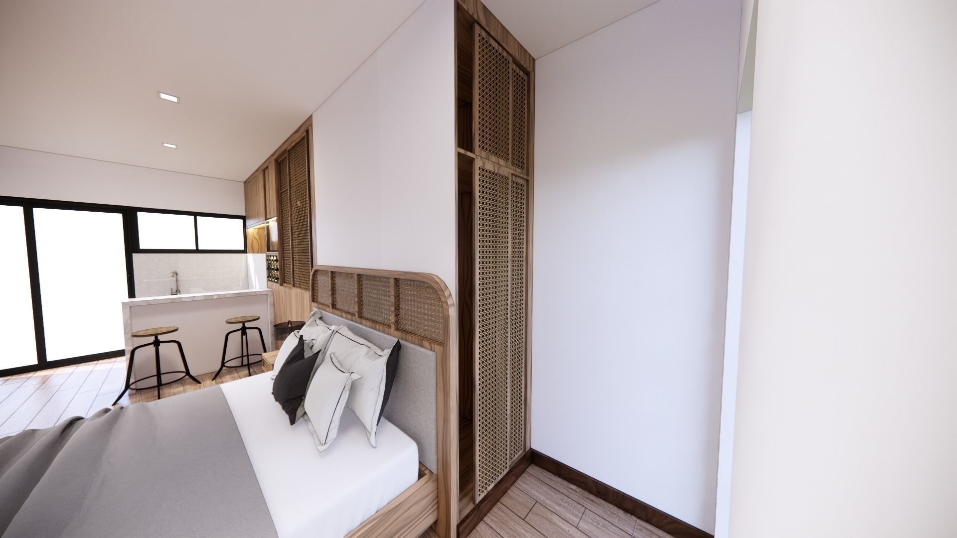 Simple Wood Apartment With Bathroom 3D model_5