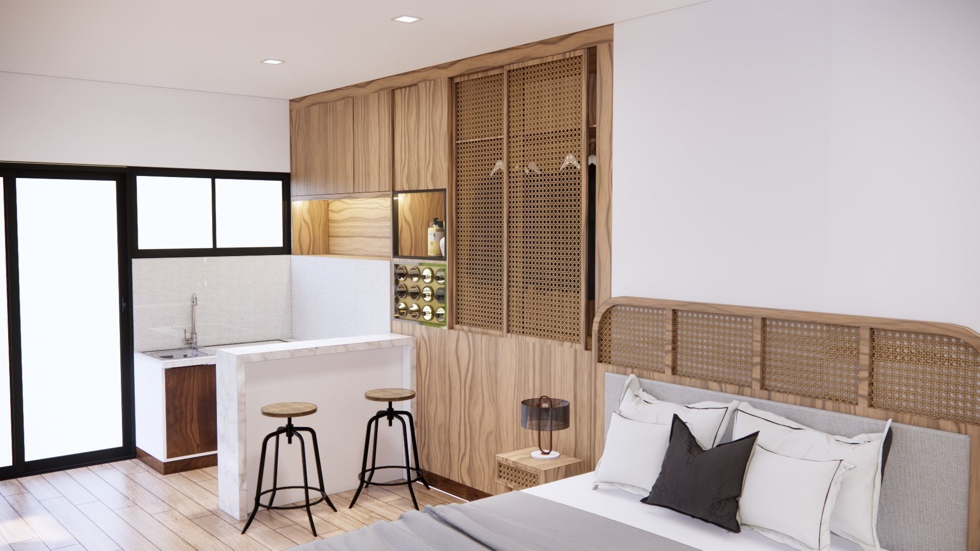 Simple Wood Apartment With Bathroom 3D model_3