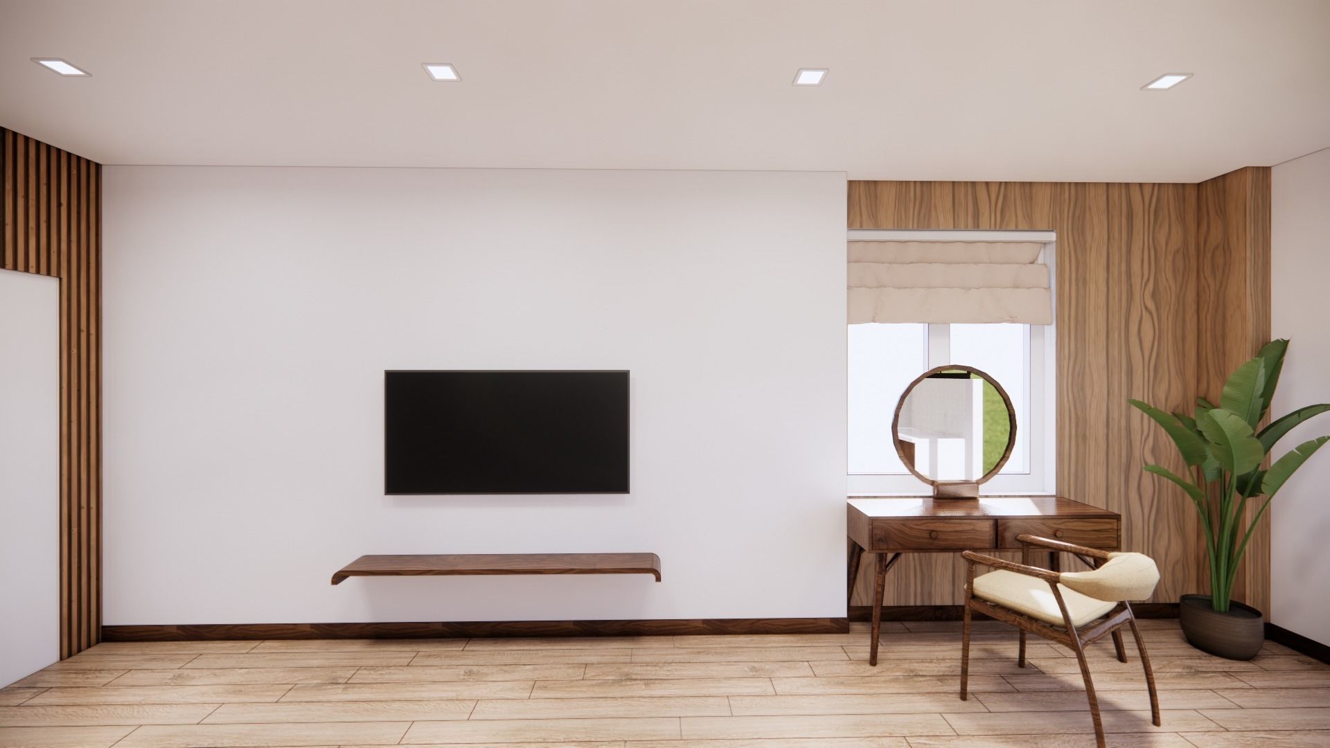 Simple Wood Apartment With Bathroom 3D model_4