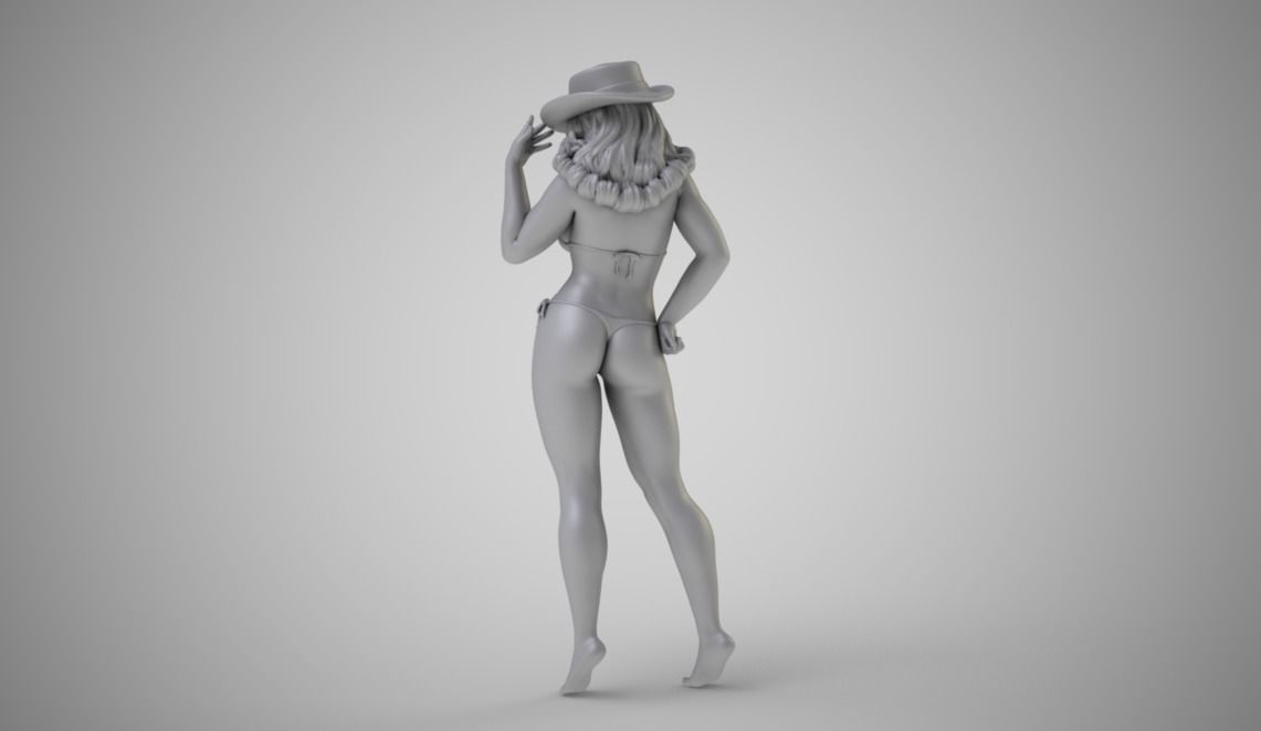 Girl in Hat 3D print model_2