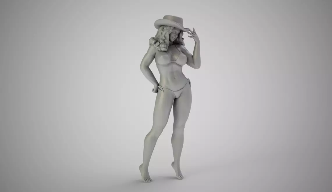 Girl in Hat 3D print model_0