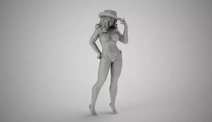Girl in Hat 3D print model