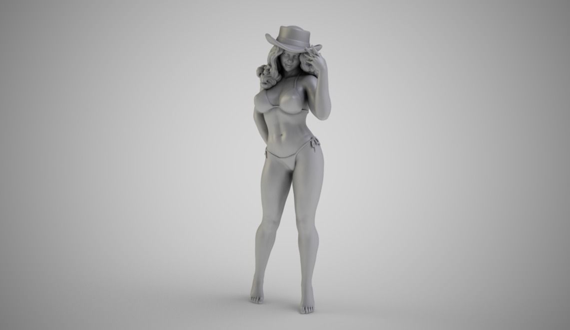 Girl in Hat 3D print model_1