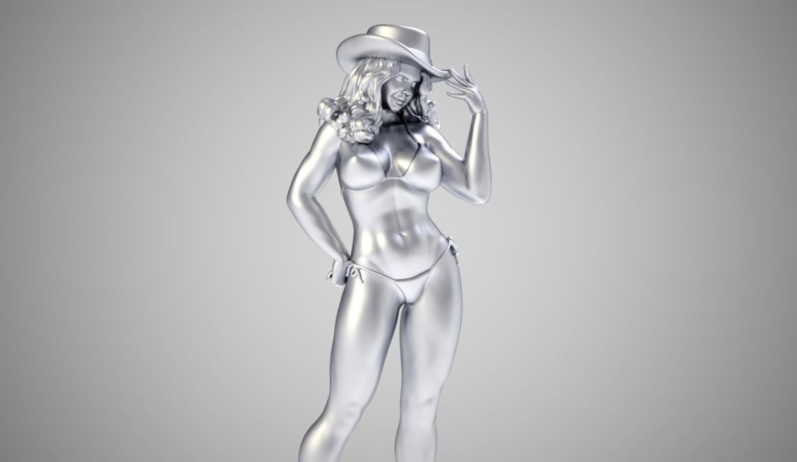 Girl in Hat 3D print model_6