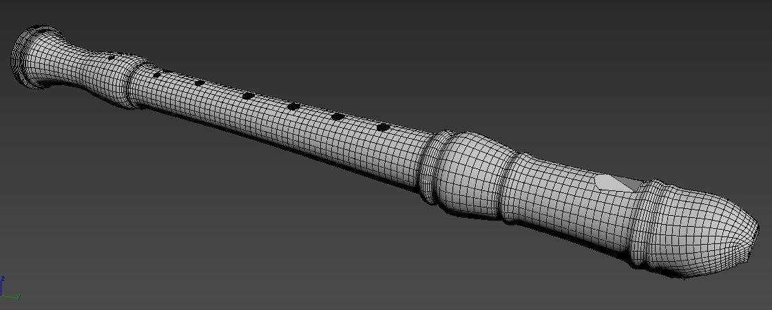 Flute plastic pipe with holes in it 3D model_4