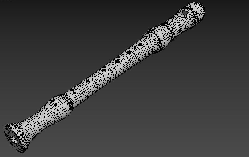Flute plastic pipe with holes in it 3D model_5