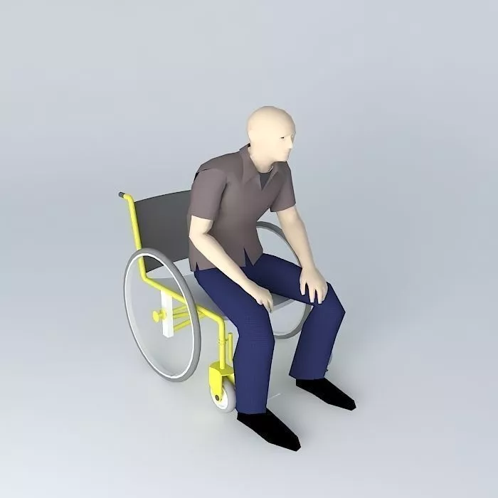 Wheelchair 3D man in Free 3D model
