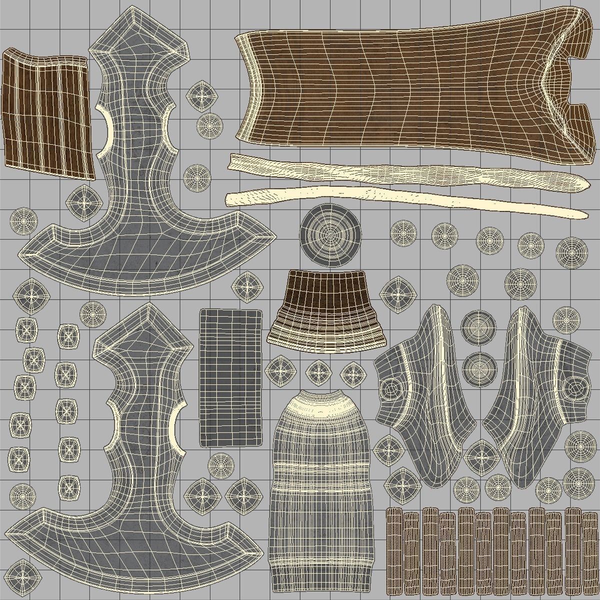 Medieval Axe Low-poly 3D model_4