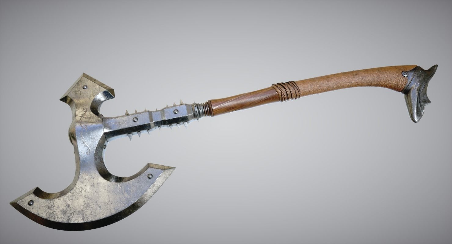 Medieval Axe Low-poly 3D model_2