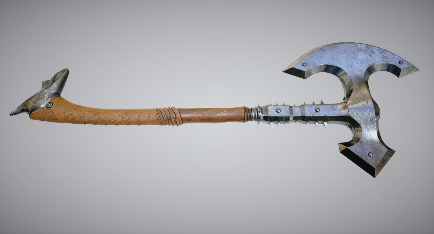 Medieval Axe Low-poly 3D model_3