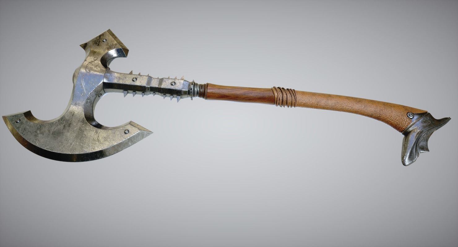 Medieval Axe Low-poly 3D model_1