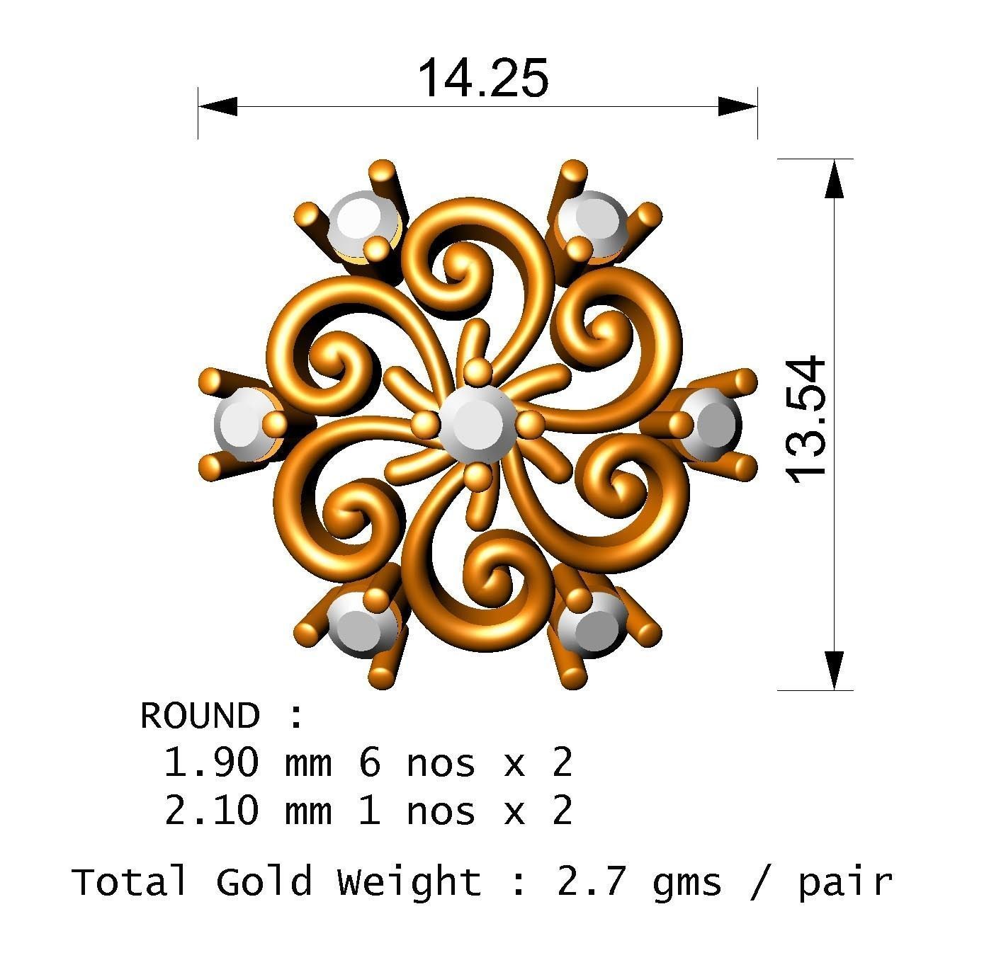 88 nose pins cad 3dm stl details 3D print model_78