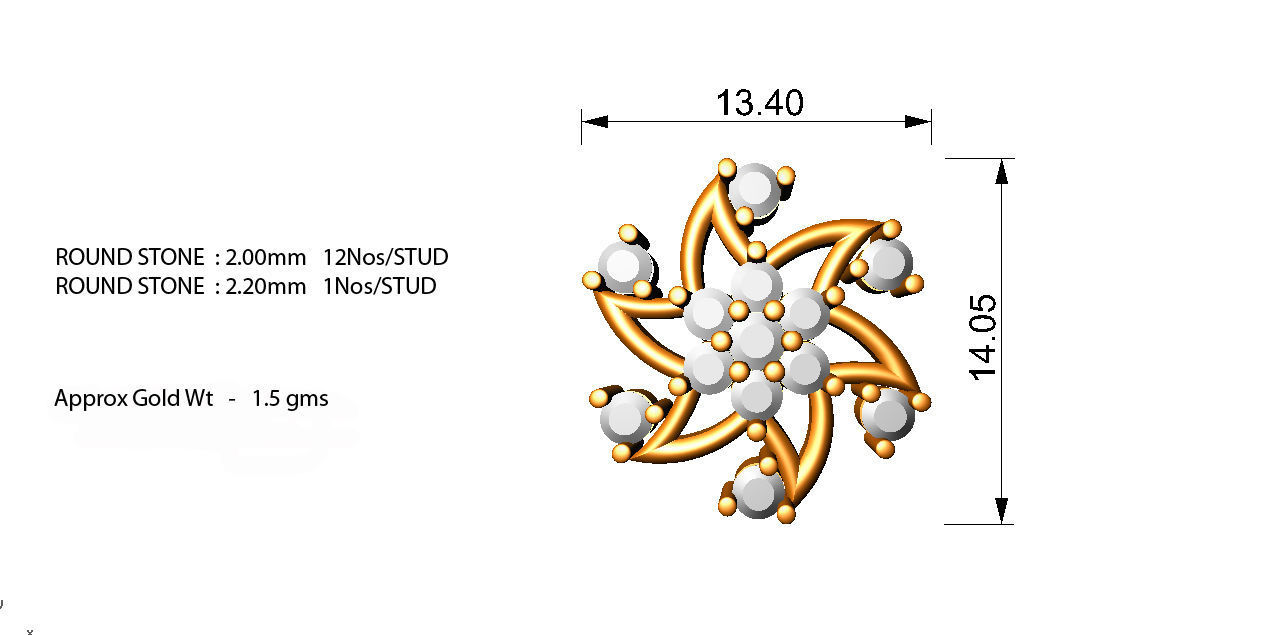 88 nose pins cad 3dm stl details 3D print model_45