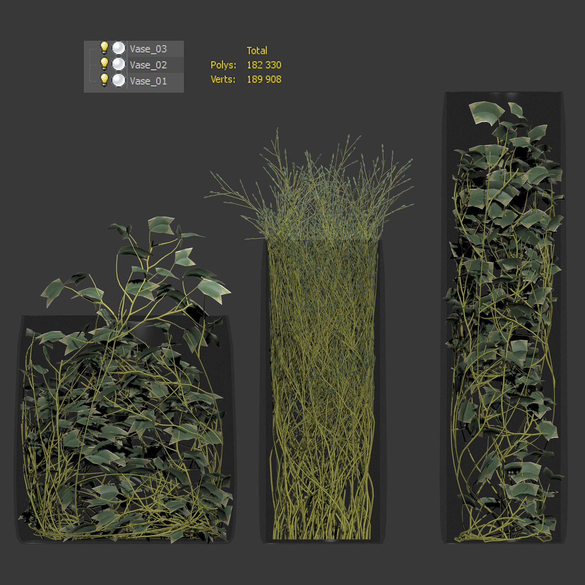 Plants in frosted vases 3D model_3
