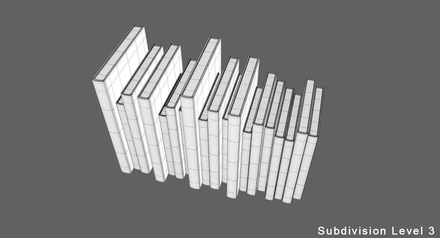 Books stack of Low-poly 3D model_6