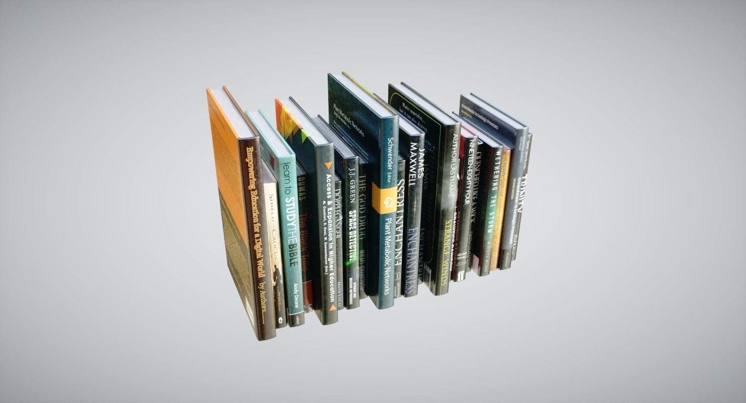 Books stack of Low-poly 3D model_2