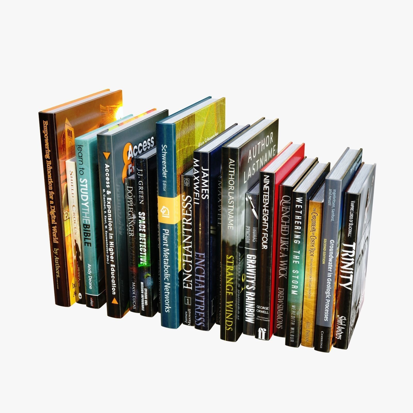 Books stack of Low-poly 3D model_4