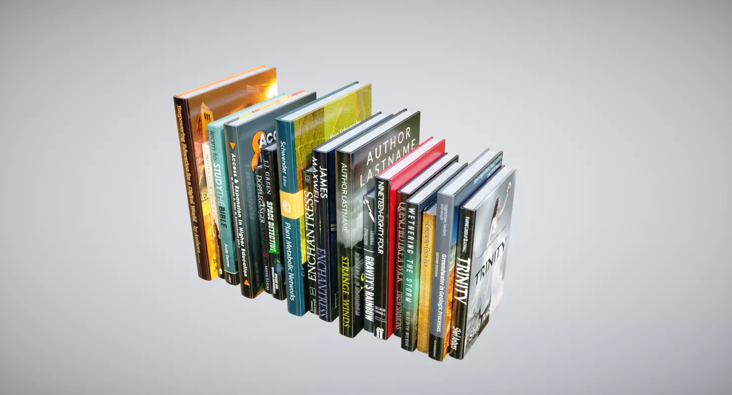 Books stack of Low-poly 3D model_0