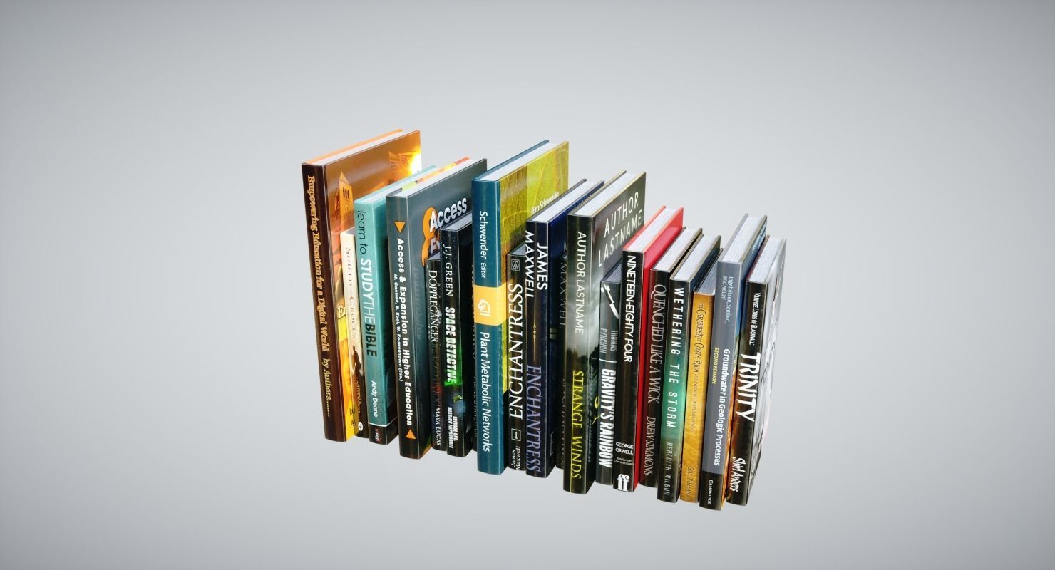 Books stack of Low-poly 3D model_3
