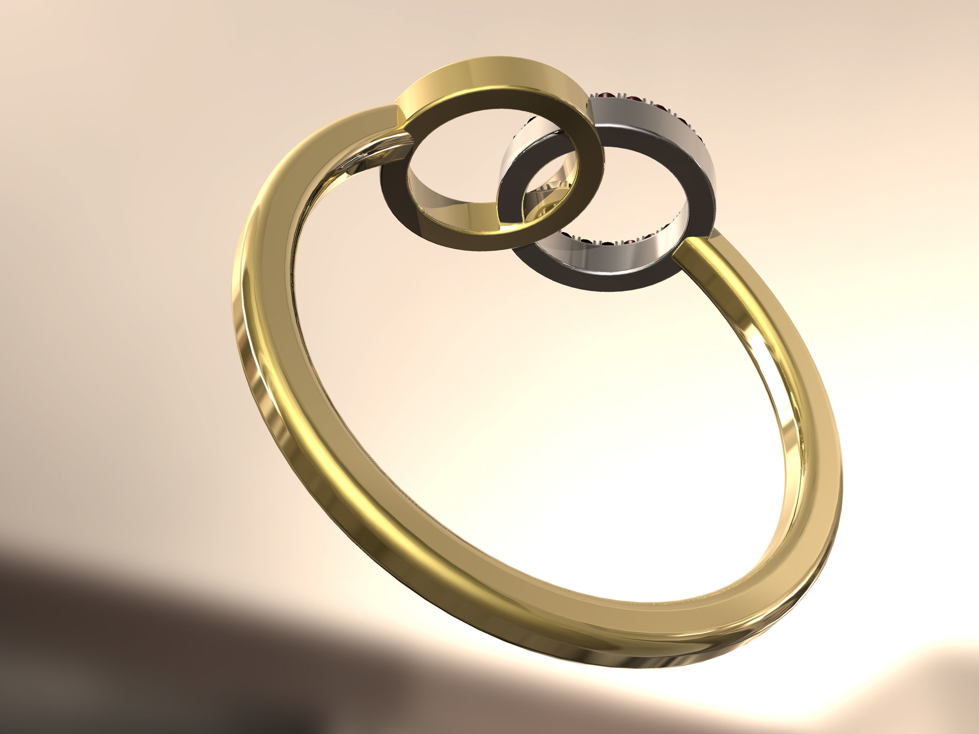 Ring with two wheels 3D print model_4