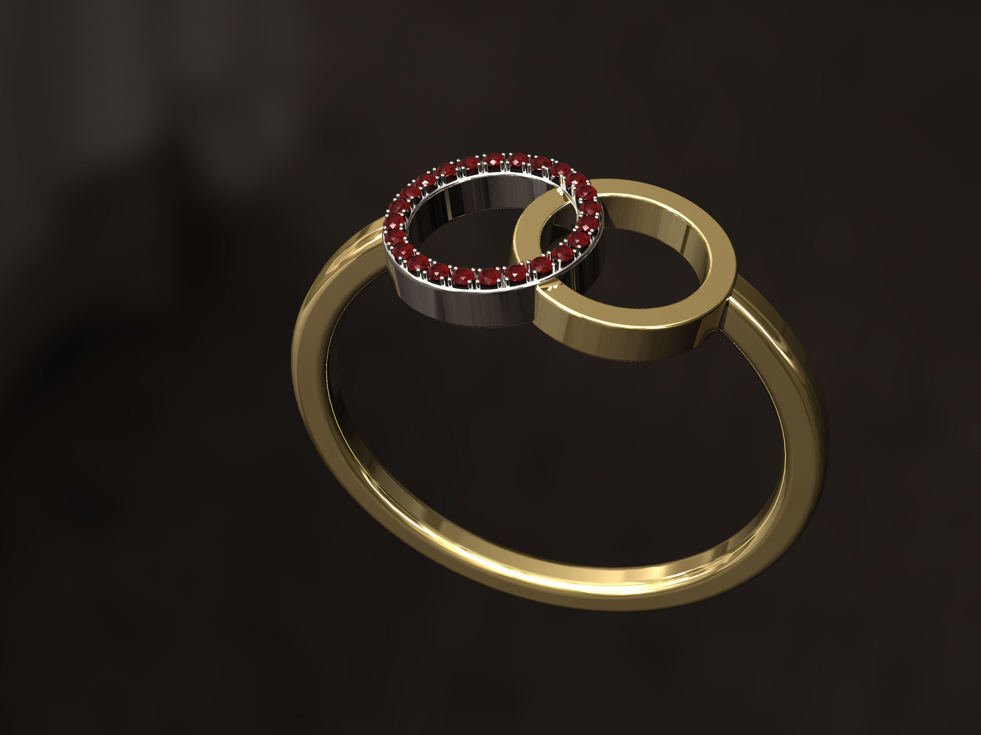 Ring with two wheels 3D print model_3