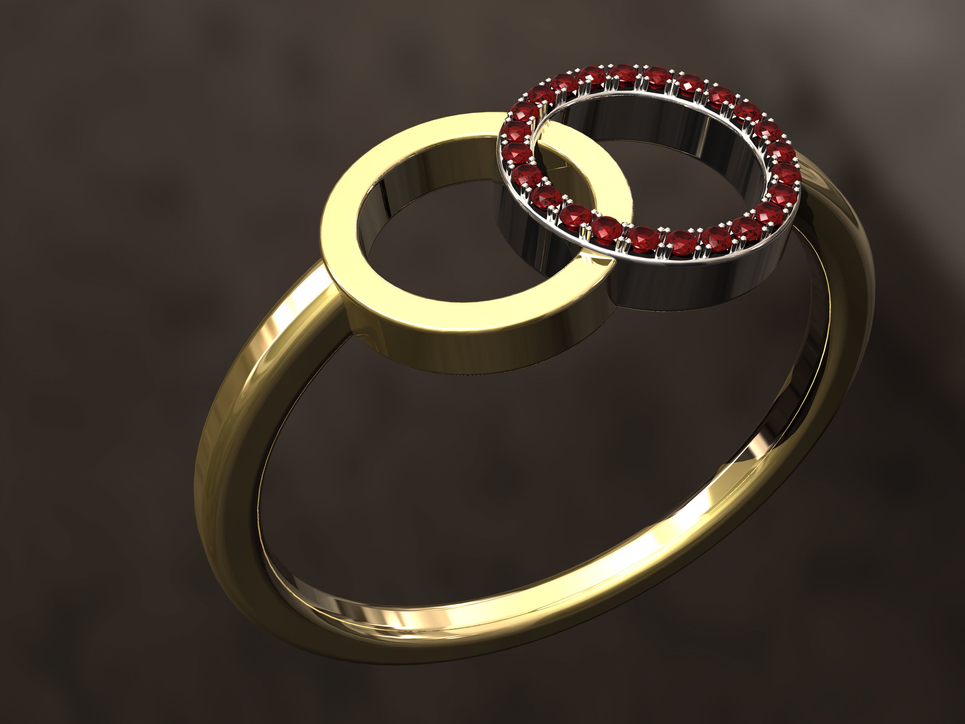 Ring with two wheels 3D print model_2