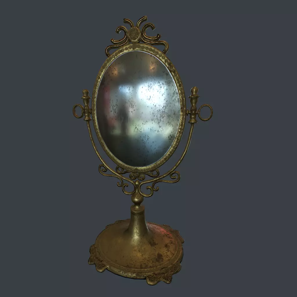 Antique Mirror Low-poly 3D model_0