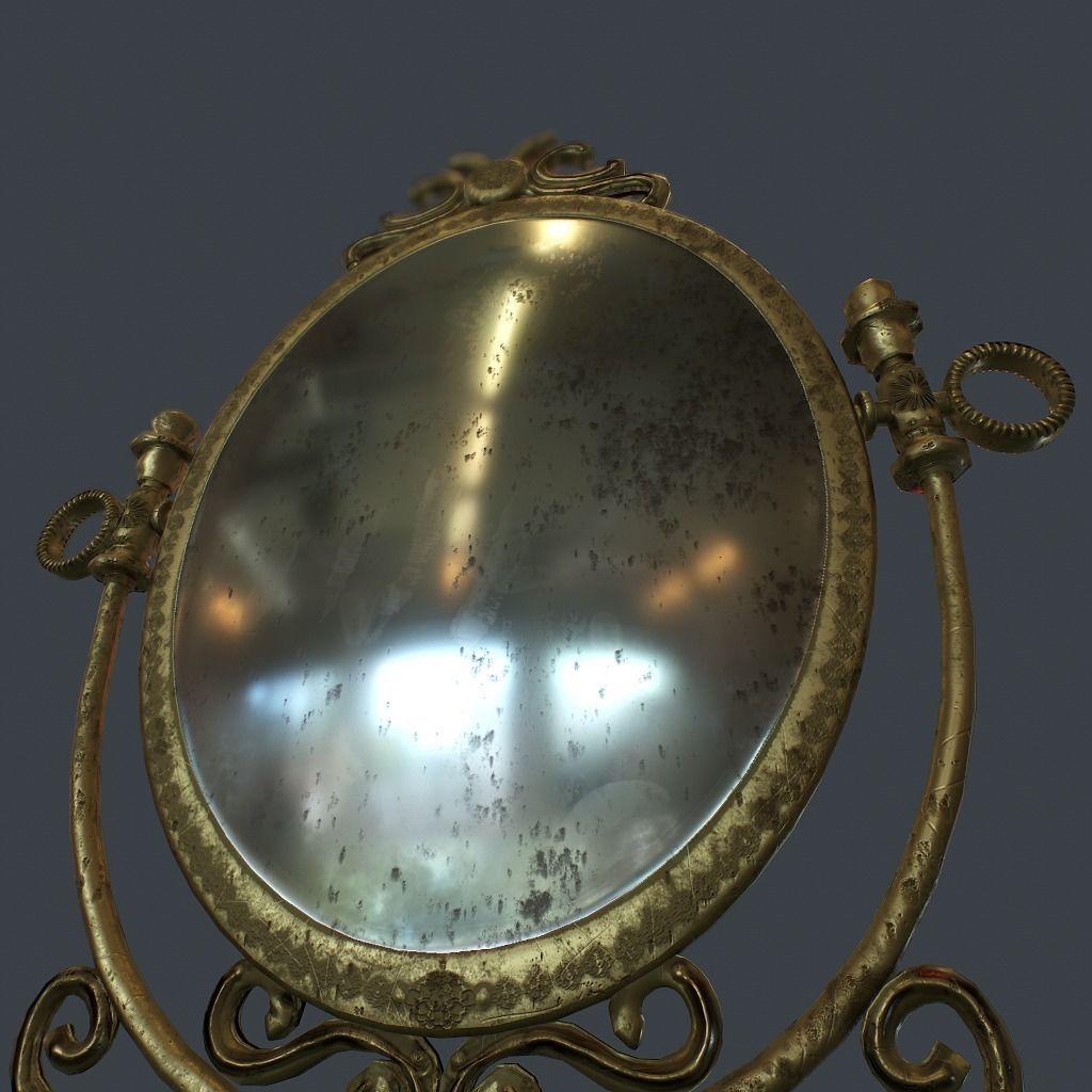 Antique Mirror Low-poly 3D model_10