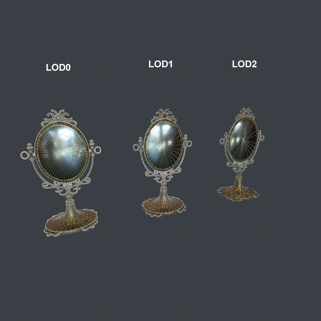 Antique Mirror Low-poly 3D model_15