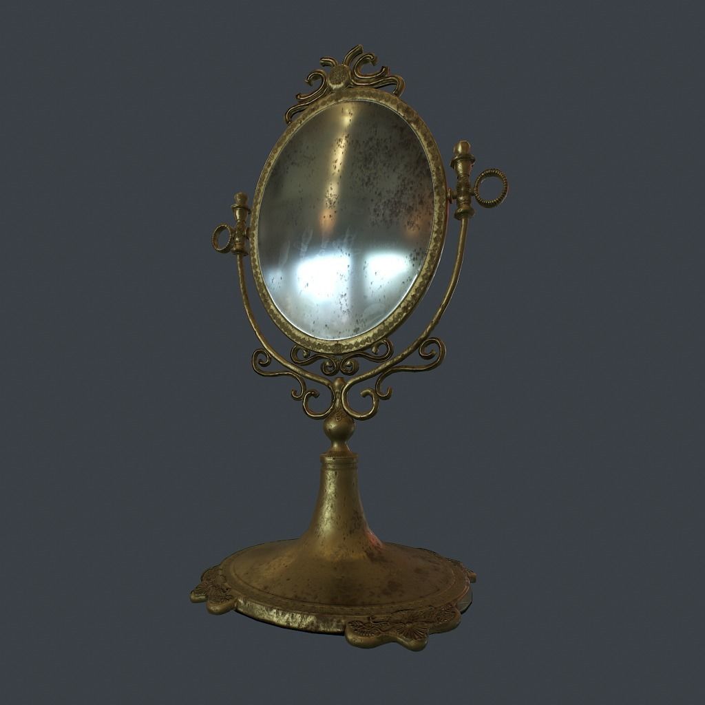 Antique Mirror Low-poly 3D model_5