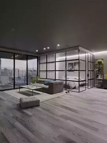 Glass Bedroom Scene for Cinema 4D  Corona Renderer and LightMix