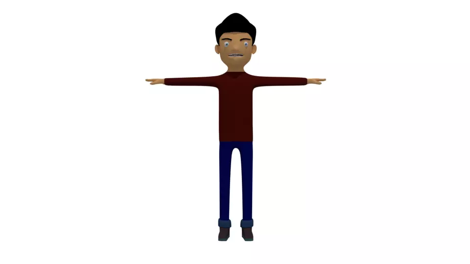 Indian boy  Low-poly 3D model_0