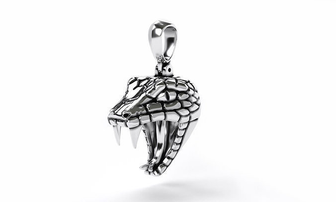 snake head pendant oxidized silver   3D print model