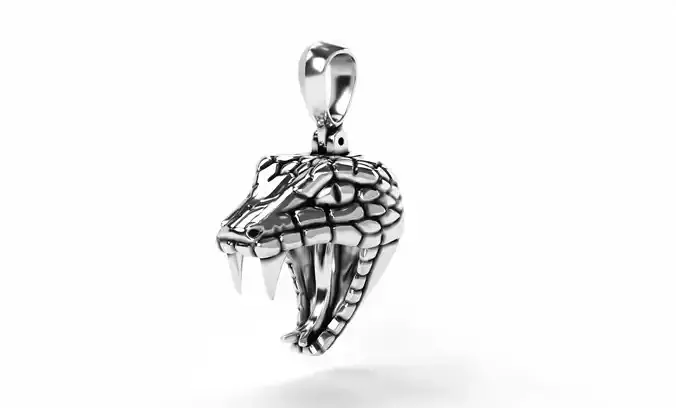 snake head pendant oxidized silver  