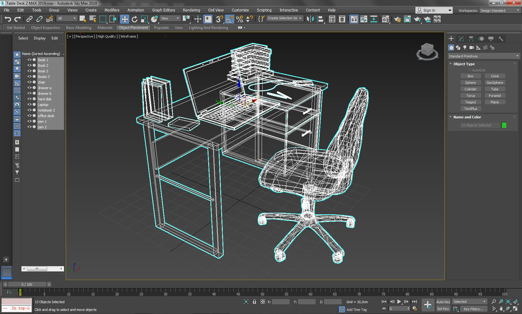 Table Desk 2 Low-poly 3D model_13