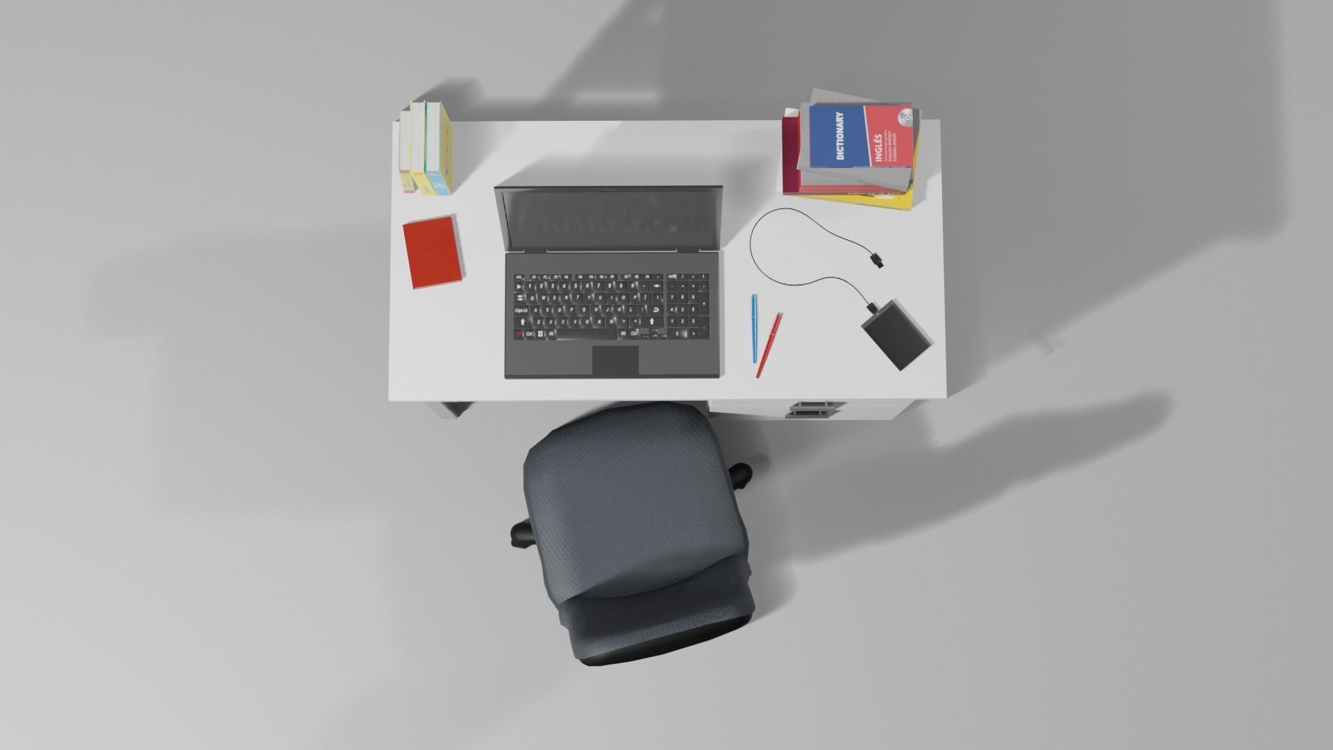 Table Desk 2 Low-poly 3D model_3