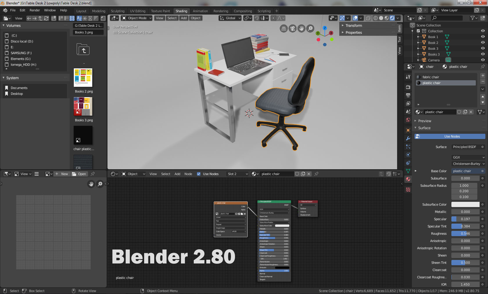 Table Desk 2 Low-poly 3D model_10