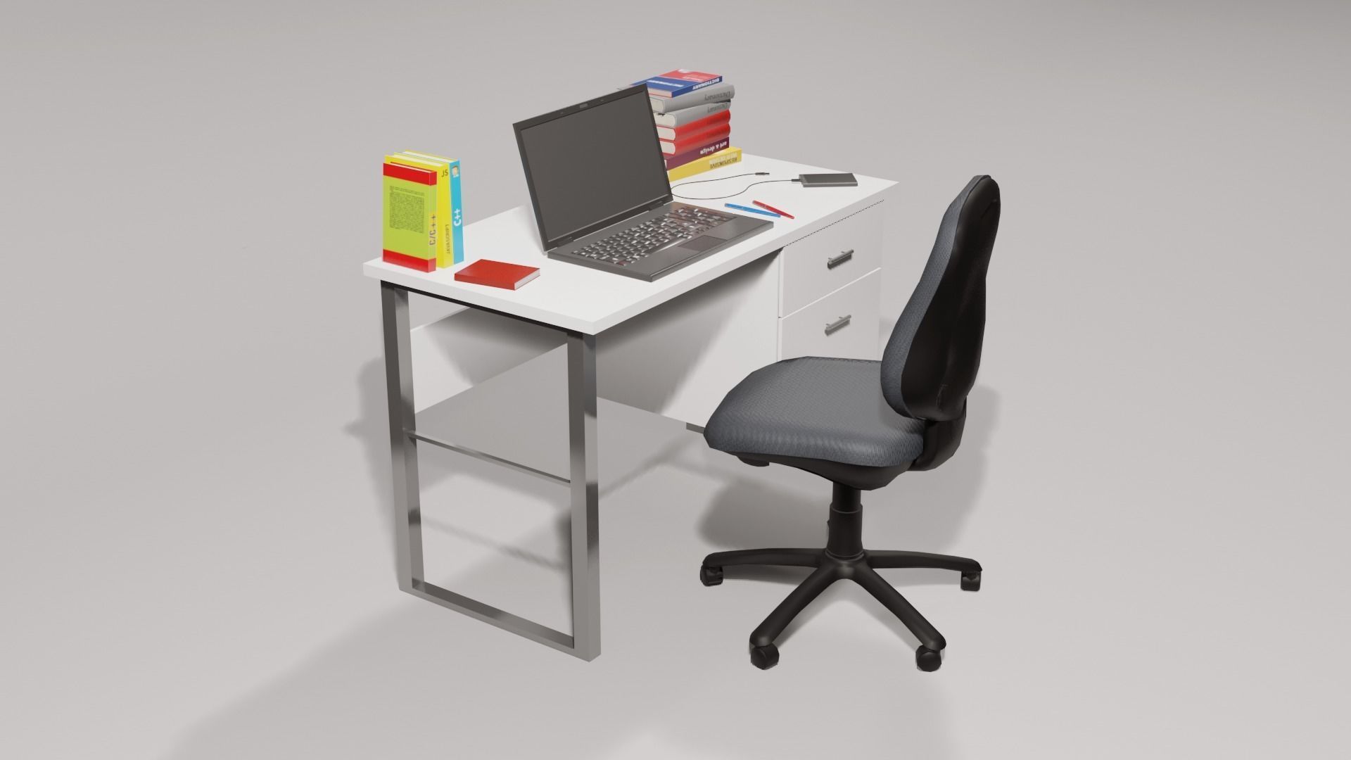 Table Desk 2 Low-poly 3D model_4