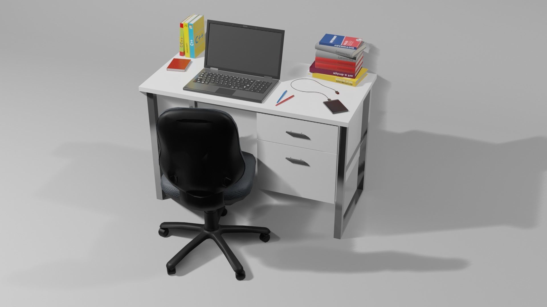 Table Desk 2 Low-poly 3D model_1