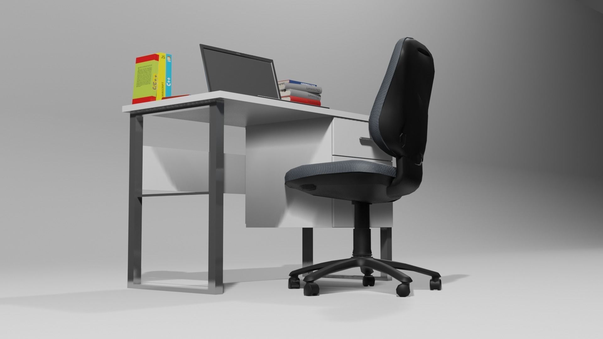 Table Desk 2 Low-poly 3D model_6