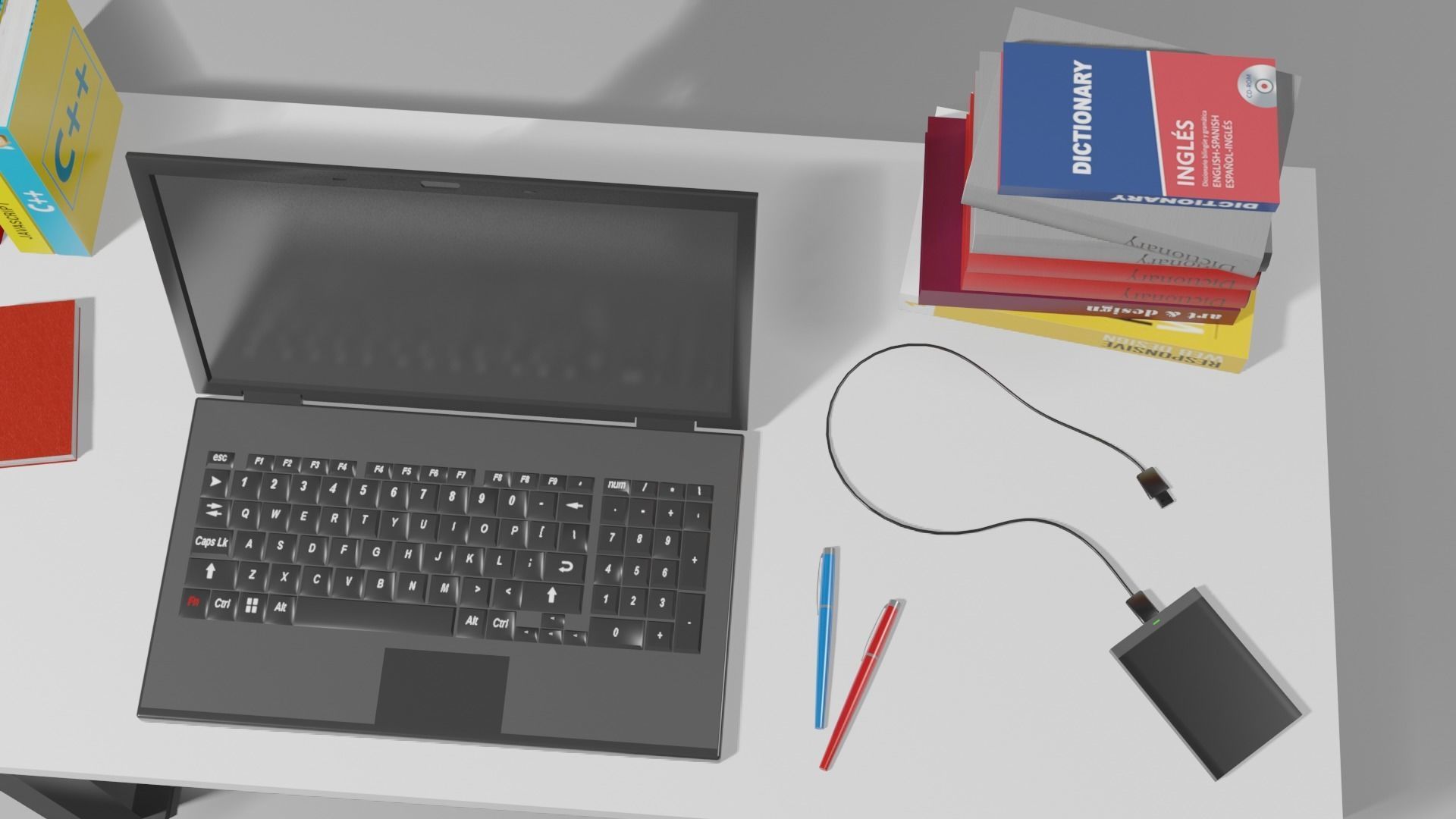 Table Desk 2 Low-poly 3D model_8