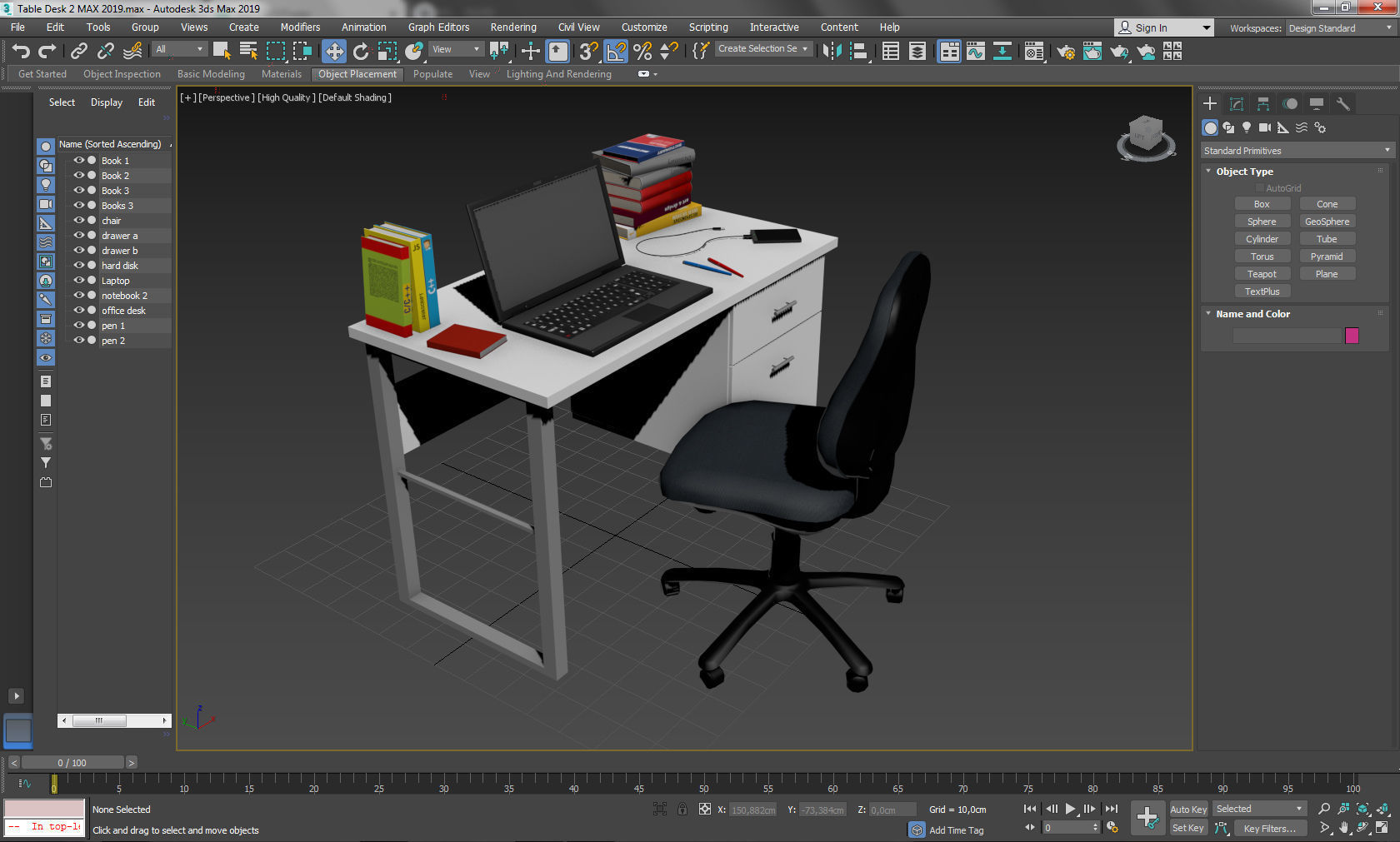 Table Desk 2 Low-poly 3D model_11